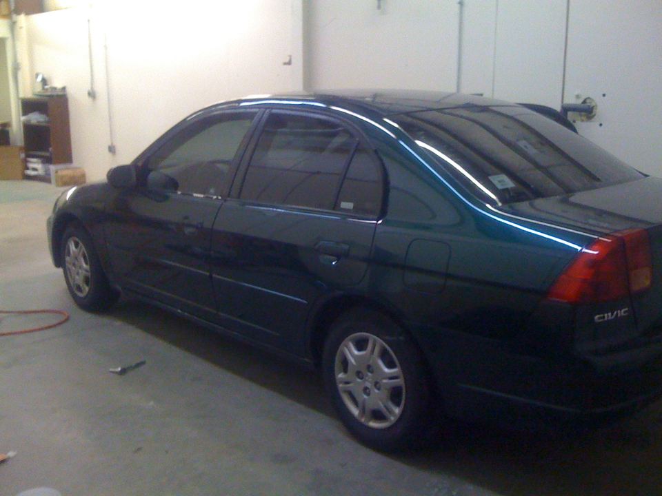 Green Honda Civic repaired and painted